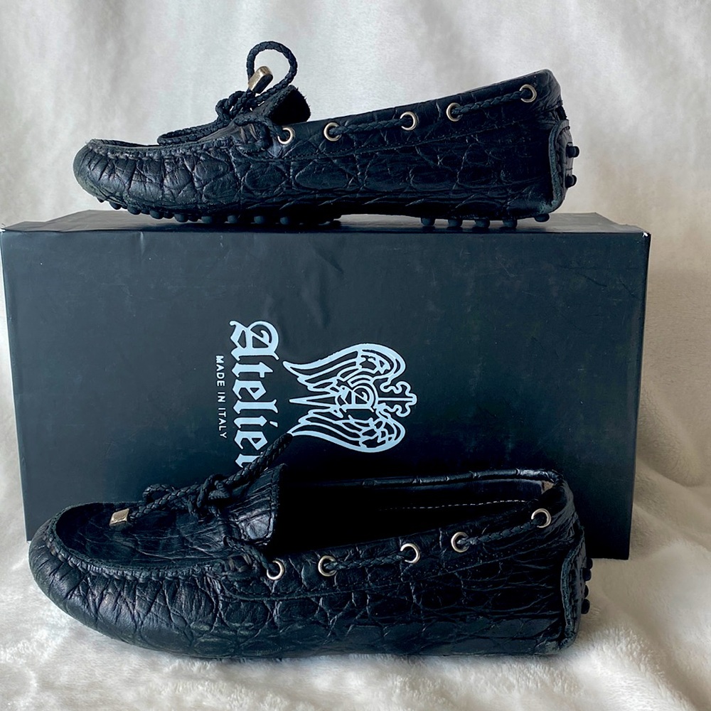 Boys Loafer shoes, black leather, size euro 33 / US 2, made in Italy